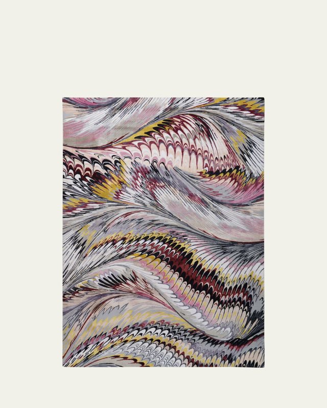 Feather Marble Maroon Hand-Knotted Rug, 9' x 12'